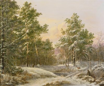 Cacciatori in una foresta invernale da Pieter Gerardus van Os